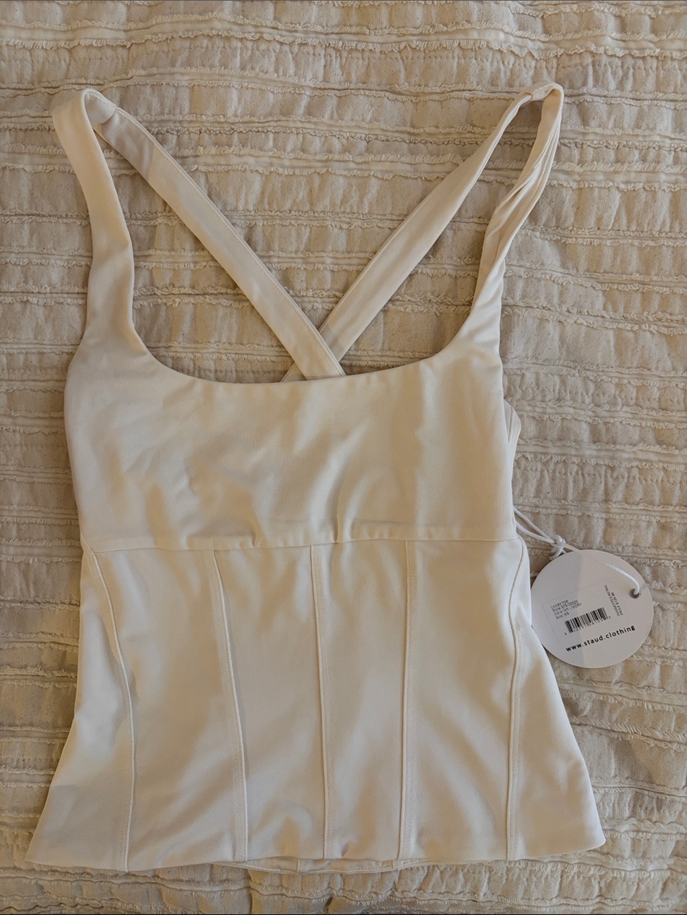 STAUD women’s Cream Crossback Tank Top - NWT